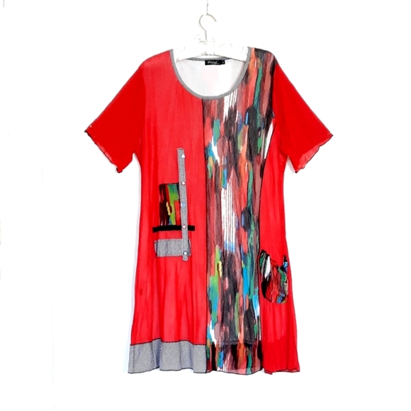 PAPA ๐ Vancouver, Artsy A-Line Dress, Tunic, Short Sleeves - Picture 1 of 8